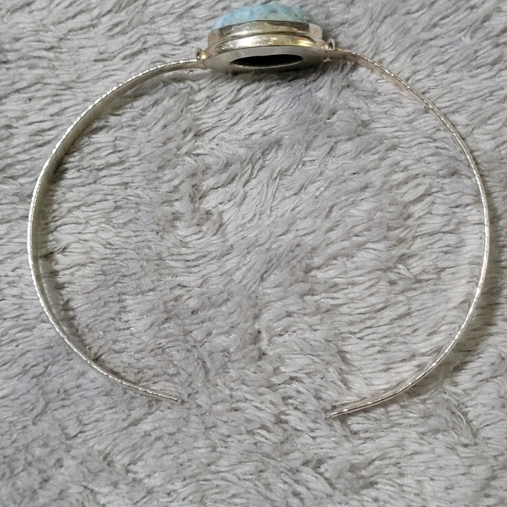 Dominican Larimar Adjustable Bangle Bracelet - image 3